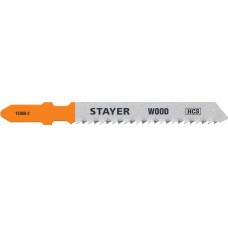 STAYER T119B, T-хвост., HCS сталь, по дереву/фанере/ДСП, шаг зуба 2 мм (12TPI), раб. длина 50 мм, 2 шт, полотна для лобзика, Professional (15988-2) в Таразе
