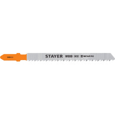 STAYER T101B, T-хвост., HCS сталь, по дереву/ДСП/ДВП, шаг зуба 2.5 мм (10TPI), раб. длина 75 мм, 2 шт, полотна для лобзика, Professional (15990-2.5) в Таразе