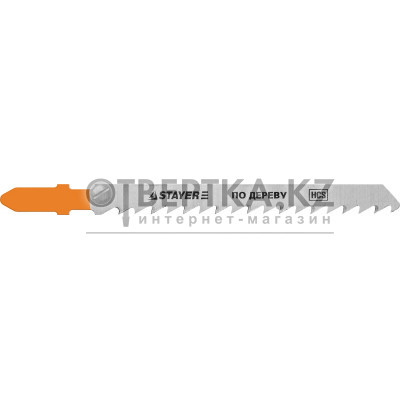 STAYER T101D, T-хвост., HCS сталь, по дереву/ДСП/ДВП, шаг зуба 4 мм (6TPI), раб. длина 75 мм, 2 шт, полотна для лобзика, Professional (15990-4) 15990-4_z02