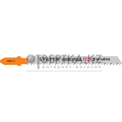 STAYER T101BF, T-хвост., Bi-Metal,по тверд. дереву, шаг зуба 2.5 мм, раб. длина 75 мм, 2 шт, полотна для лобзика, Professional (159901-2.5) 159901-2.5_z02