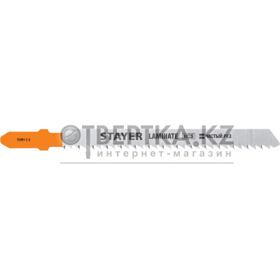 STAYER T101BR, 2 шт, 75 мм / 2.5 мм, T-хвост., HCS сталь, обратный рез по ламинату/фанере, полотна для лобзика, Professional (15991-2.5) 15991-2.5_z02