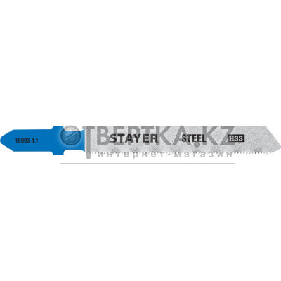 STAYER T118G, 2 шт, 50 мм / 1.1 мм, T-хвост., HSS сталь, по металлу толщиной 0.5-1.5 мм, полотна для лобзика, Professional (15993-1.1) 15993-1.1_z02