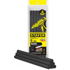 STAYER Black, чёрные, 11 х 200 мм, 6 шт, клеевые стержни, Professional (2-06821-D-S06)