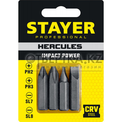 Биты для ударной отвертки STAYER Hercules Professional 25667-S4 25667-S4_z01