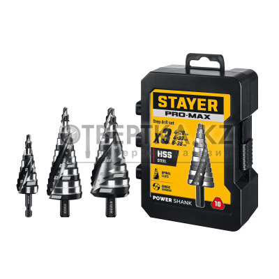 STAYER Pro-Max 3 шт, 4-38мм, винтовая спираль, набор сверл ступенчатых (29661-4-38-H3)