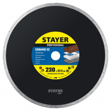 STAYER Ceramo-22, d 230 мм, (22.2 мм, 5 х 2.4 мм), сплошной алмазный диск, Professional (3664-230) в Актау