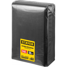 STAYER HEAVY DUTY, 240 л, 50 шт, черные, особопрочные, строительные мусорные мешки (39154-240) в Костанае