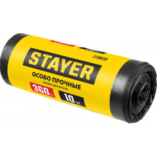 STAYER HEAVY DUTY, 360 л, 10 шт, черные, особопрочные, строительные мусорные мешки (39157-360)