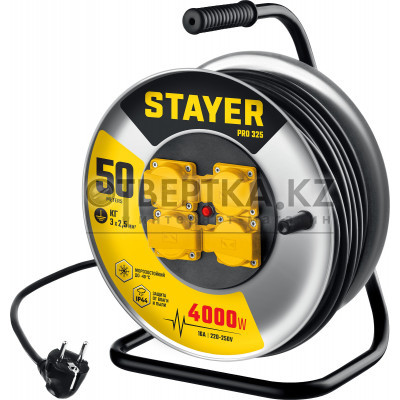 Силовой удлинитель на стальной катушке STAYER PRO-325 55076-50 55076-50_z01