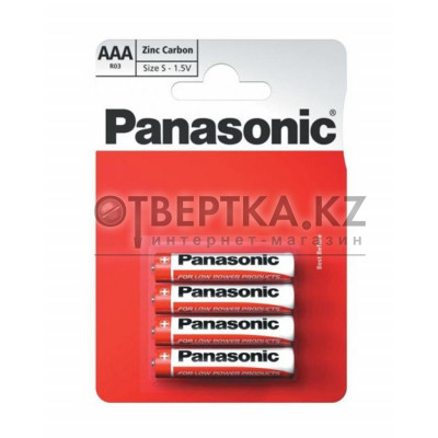 Батарейка солевая PANASONIC Red Zinc ААА/4B R03REL/4BPU
