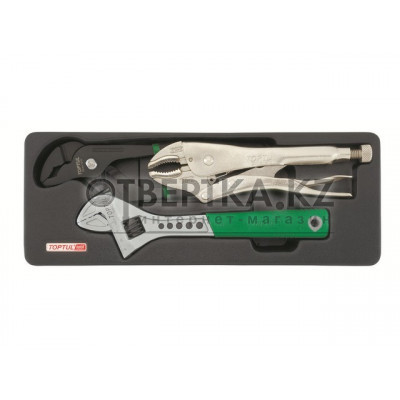 Набор-сет плоскогубцы перест., зажим, ключ разводн. 10" 136х364мм TOPTUL GBAT0301