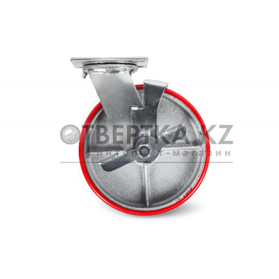 Колесо большегрузное поворотное SCpb 42 100 мм полиуретановое с тормозом (F)