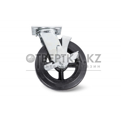 Колесо большегрузное поворотное SCdb 42 100 мм обрезиненное с тормозом (F)