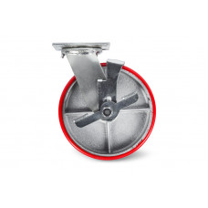 Колесо большегрузное поворотное SCpb 63 150 мм полиуретановое с тормозом (N)
