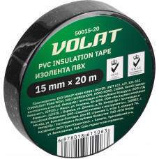 Изолента ПВХ 15ммх20м черная ВОЛАТ