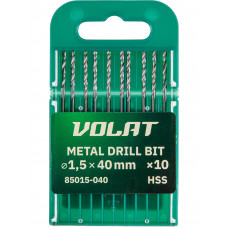 Сверло по металлу ц/х 1.5х18х40 мм HSS, комплект из 10-ти шт ВОЛАТ в Алматы