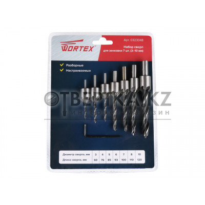 Набор сверл для зенковки 7 шт. (3-10 мм) WORTEX 0323048