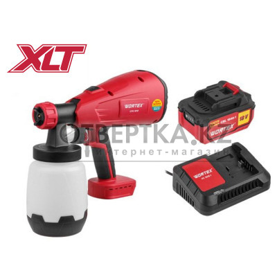 Аккум. краскораспылитель WORTEX CPS 1810 в кор. ALL1 XLT SET 18В, 1 акк., 4 Ач, 700 мл/мин, 1 л б 0333270