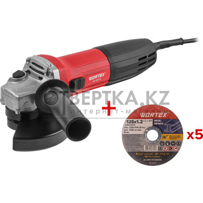 Одноручная углошлифмашина WORTEX AG 1207-5 в кор. 720 Вт, 125 мм, 10 000 об/мин 0333292