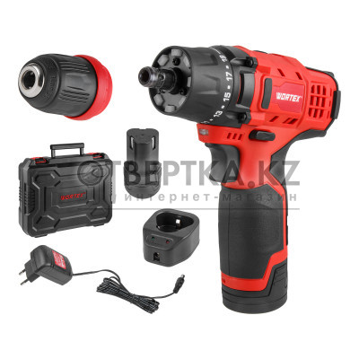 Аккум. дрель-шуруповерт WORTEX BD 1215 LiSET в чем. 12 В, 30 Н*м, 2х1.5 А*ч, БЗП 10 мм 1326470