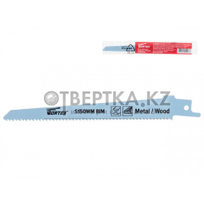 Пилка сабельная по дереву с гвоздями S150WM (1 шт.) WORTEX быстрорежущая сталь, 150 мм длина SSB1510B0018
