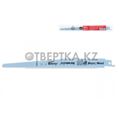 Пилка сабельная по дереву с гвоздями S225WM (1 шт.) WORTEX высокоуглеродистая сталь HCS, 300 мм длин SSB2210B0018