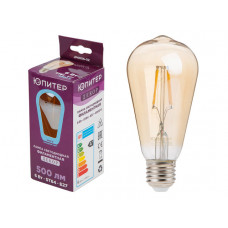 Лампа светодиодная филаментная ST64 6 Вт E27 4000К ЮПИТЕР ДЕКОР