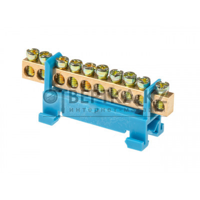 Шина "N" нулевая 6х9мм 10 групп с изолятором на DIN-рейку мал. стойка Юпитер JP7208-02