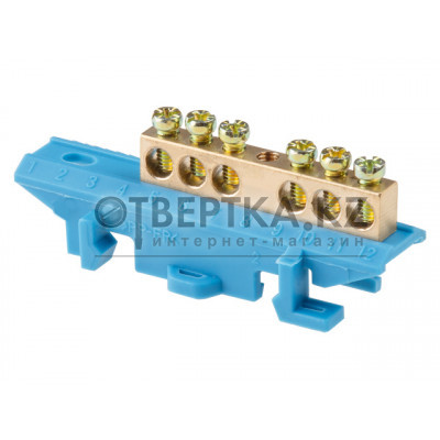 Шина "N" нулевая 6х9мм 6 групп c изолятором на DIN-рейку бол. стойка Юпитер JP7209-01