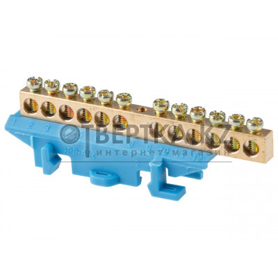 Шина "N" нулевая 6х9мм 12 групп c изолятором на DIN-рейку бол. стойка Юпитер JP7209-04