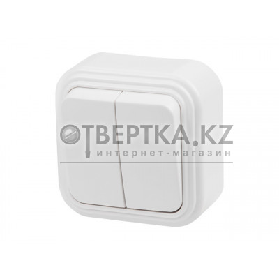 Выключатель 2 клав. (открытый, до 6А) белый, Стандарт, Юпитер JP7410-02