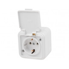 Розетка 1-ая (открытая, с/з, брызг. защ.) белая, Стандарт, Юпитер в Атырау