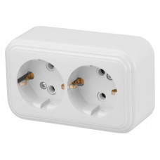 Розетка 2-ая (открытая, с/з) белая, Стандарт, Юпитер в Атырау