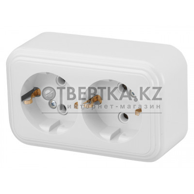 Розетка 2-ая (открытая, с/з) белая, Стандарт, Юпитер JP7410-07
