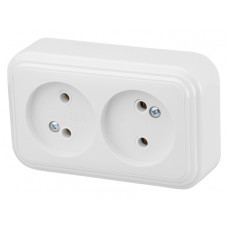 Розетка 2-ая (открытая, б/з) белая, Стандарт, Юпитер в Атырау