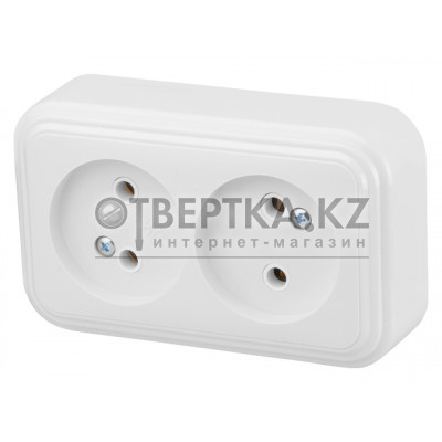 Розетка 2-ая (открытая, б/з) белая, Стандарт, Юпитер JP7410-08