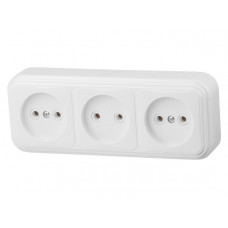 Розетка 3-ая (открытая, б/з) белая, Стандарт, Юпитер в Атырау