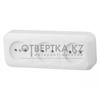 Розетка 3-ая (открытая, б/з) белая, Стандарт, Юпитер JP7410-09