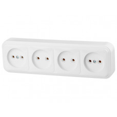 Розетка 4-ая (открытая, б/з) белая, Стандарт, Юпитер в Павлодаре