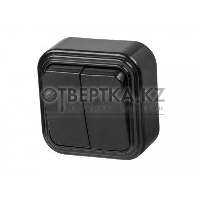 Выключатель 2 клав. (открытый, до 6А) черный, Стандарт, Юпитер JP7412-02