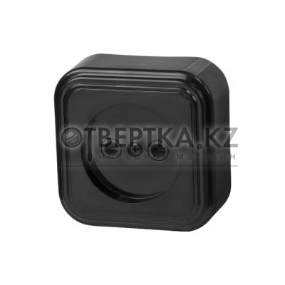 Розетка 1-ая (открытая, б/з) черная, Стандарт, Юпитер JP7412-04