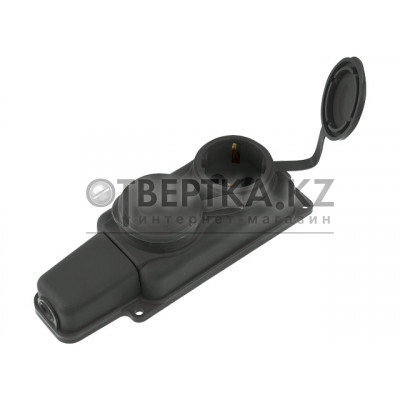 Розетка 2-ая переносная (с/з, 16А, 250В, брызг. защ.) каучук, черная, Юпитер JP7601-02 Розетка 2-ая переносная (с/з, 16А, 250В, брызг. защ.) каучук, черная, Юпитер JP7601-02