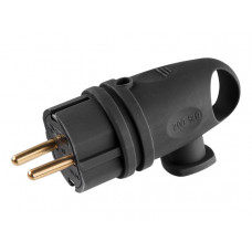 Вилка угловая с ушком (с/з, 16А, 250В) каучук, черная Юпитер в Атырау Вилка угловая с ушком (с/з, 16А, 250В) каучук, черная Юпитер в Атырау