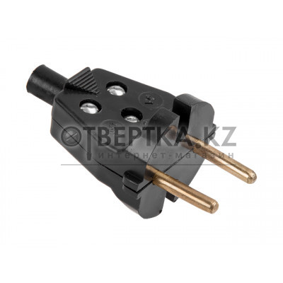 Вилка (б/з, 6А, 250В) чёрная, Юпитер JP7604-02