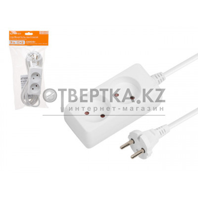 Удлинитель 3м (2 роз., 2,2кВт, б/з, ПВС 2х0,75) Юпитер JP8101-21