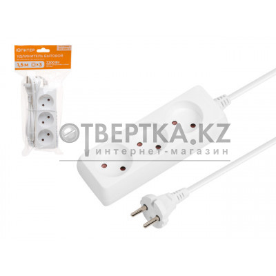 Удлинитель 1,5м (3 роз., 2,2кВт, б/з, ПВС 2х0,75) Юпитер JP8101-22 Удлинитель 1,5м (3 роз., 2,2кВт, б/з, ПВС 2х0,75) Юпитер JP8101-22