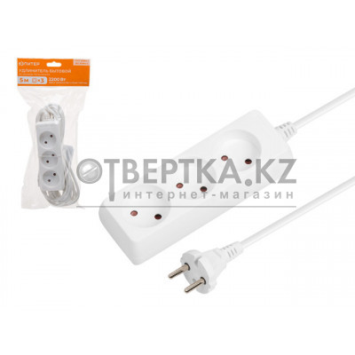 Удлинитель 5м (3 роз., 2,2кВт, б/з, ПВС 2х0,75) Юпитер JP8101-24 Удлинитель 5м (3 роз., 2,2кВт, б/з, ПВС 2х0,75) Юпитер JP8101-24
