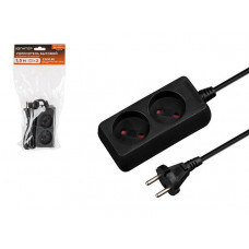 Удлинитель 1,5м (2 роз., 2,2кВт, б/з, ПВС 2х0,75) черный, Юпитер в Алматы