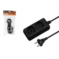 Удлинитель 3м (2 роз., 2,2кВт, б/з, ПВС 2х0,75) черный, Юпитер в Алматы