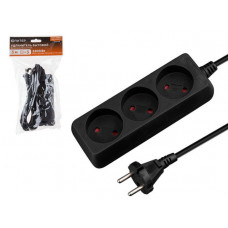 Удлинитель 3м (3 роз., 2,2кВт, б/з, ПВС 2х0,75) черный, Юпитер в Павлодаре Удлинитель 3м (3 роз., 2,2кВт, б/з, ПВС 2х0,75) черный, Юпитер в Павлодаре